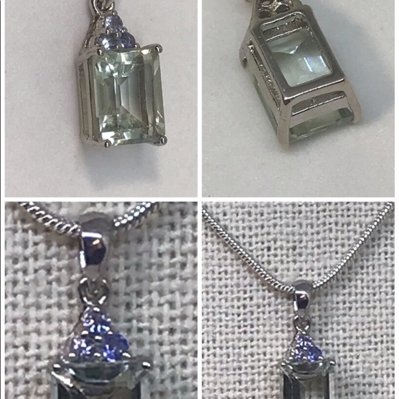New SS Genuine Green Amethyst & 3 Tanzanite Stone - Picture 6 of 8